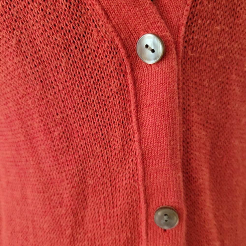 J Jill Coral Salmon Pink V Neck Cardigan Sweater Small XS Linen - Picture 2 of 6
